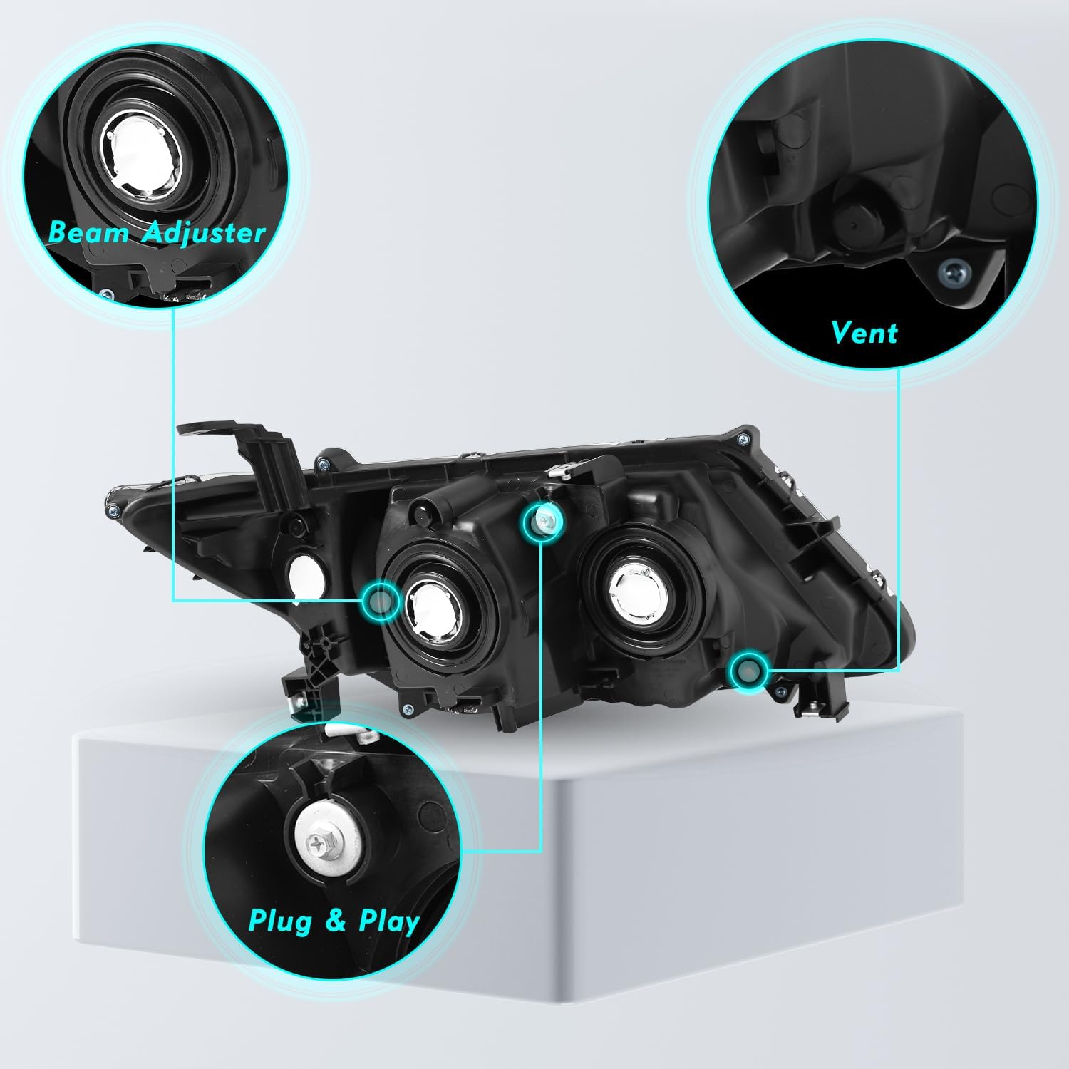 Headlight Assembly for 2011-2017 Honda Odyssey EX/EX-L/LX Halogen Type Only Projector Headlamp Chrome Housing Left Driver Side