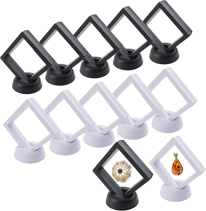 4 Stück Schweberahmen Schmuck Display - Schwarze PE Rahmen Für Ringe & Accessoires