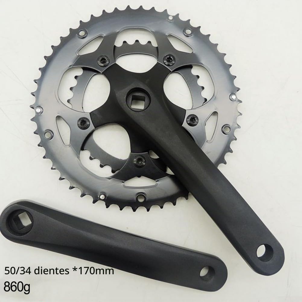 Bielas ligeras para bicicleta de carretera, 170 mm, plato doble 34/50T (tipo B)