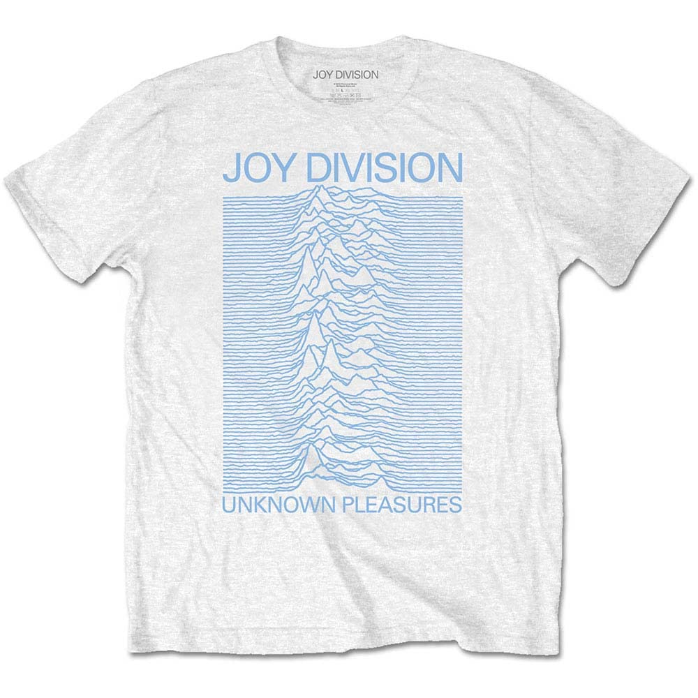Joy Division Unknown Pleasures T-Shirt Blue Logo White XXL