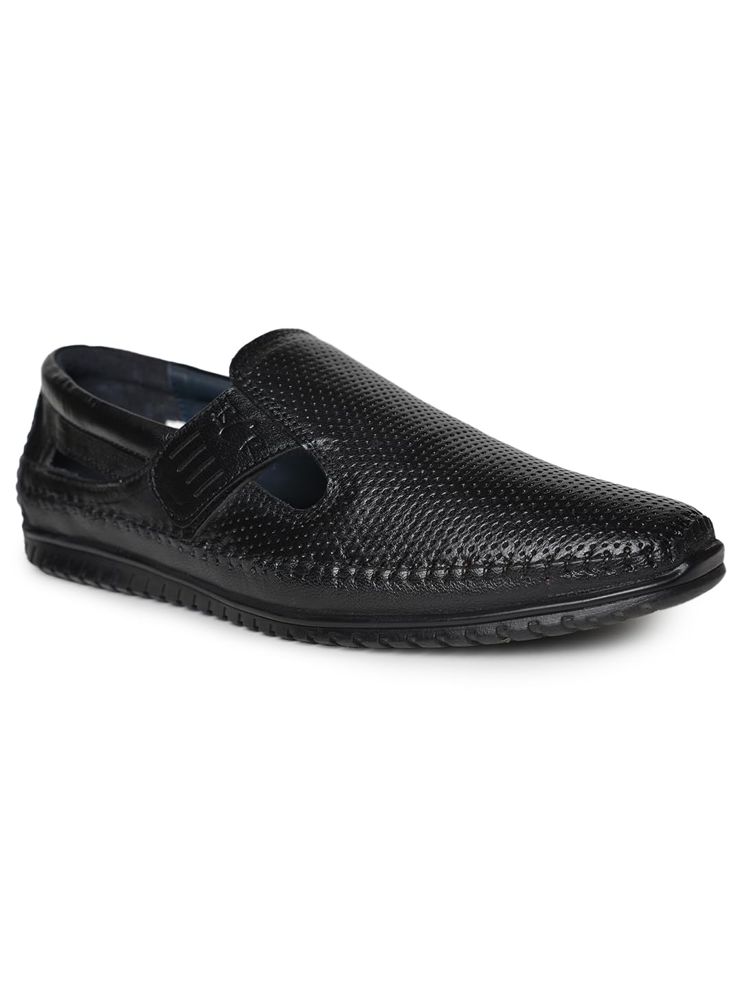 JEF Full Grain Natural Leather Black Casual Open Sandal For Mens: Size UK 9 (B0CKZ8JH1D) Amazon Price History, Amazon Price Tracker