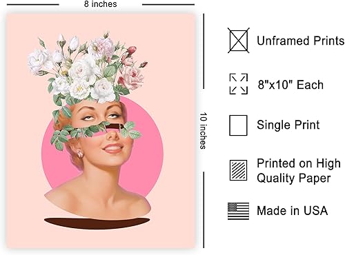 Miniatura 2 de Monem Art Inner Beauty Print  Póster retro de mujer  Arte de flores trippy  Diseño de pared de collage moderno  Arte estético floral  Gran