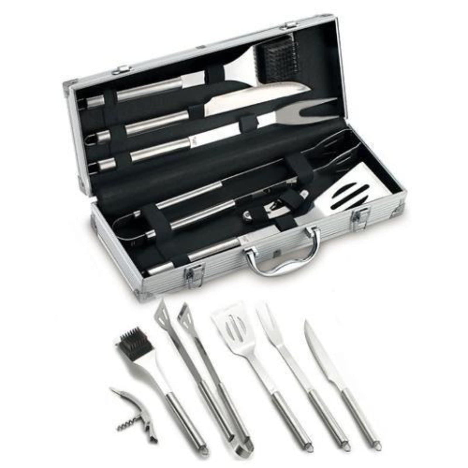 La zappa Set di accessori per barbecue Ompagrill kit per BBQ e brace con valigetta (Confezione da 6 pezzi)
