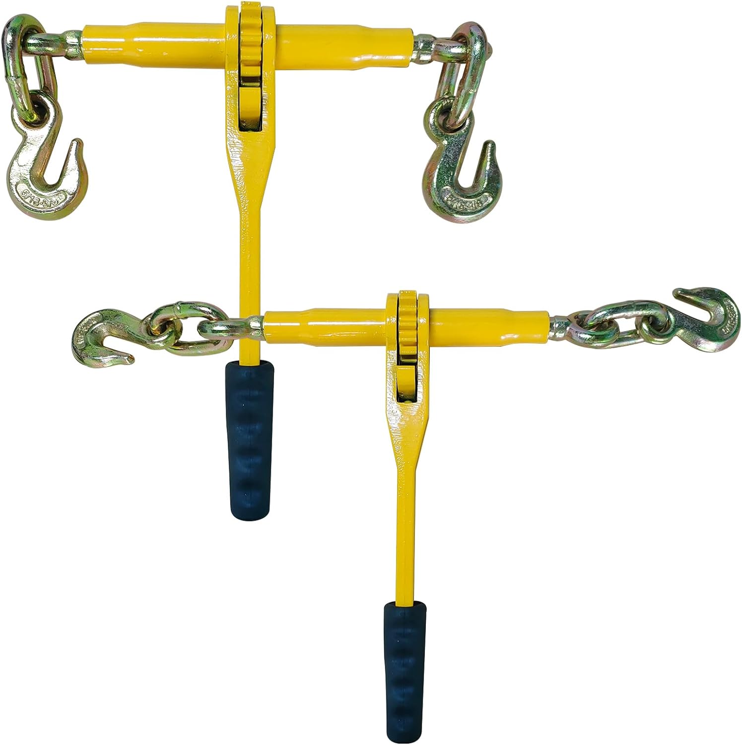 Load Binder with Grab Hook,Ratchet Chain Binders 5/16''-3/8''Tie Downs for Grade 70-80 Transport Chain,5400LB Safe Working Load,Heavy Duty Ratchet Binders for Towing,Hauling,Flatbed Trailers