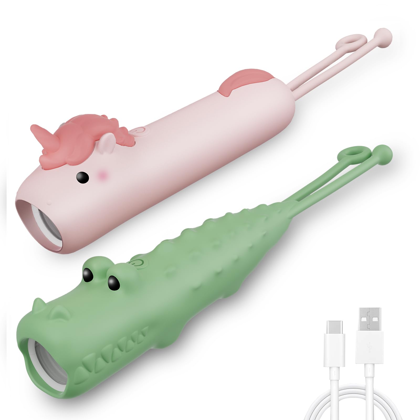 Tepreswes Rechargeable Kid's Flashlight, LED Kid Flashlight for Boys and Girls, Pink Unicorn for 4-6 Year Old Girls and Boys, Camping and Outdoor