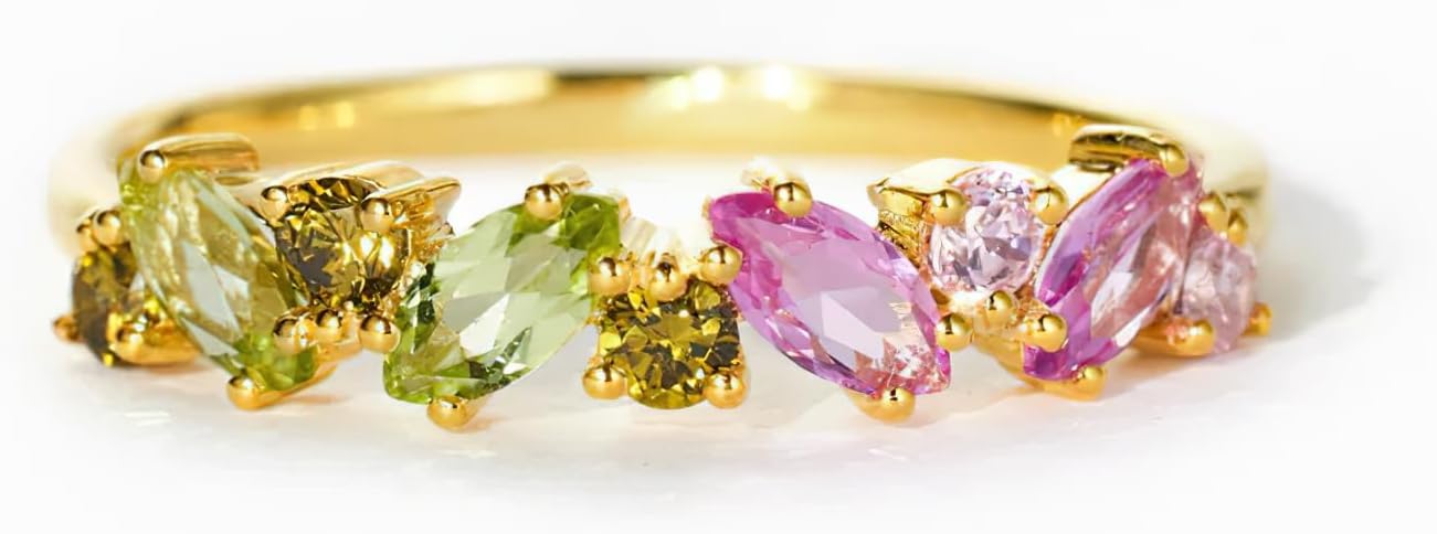 Beautifully Broken Ring Self Love Rings for Her 14K Gold Plated Birthstone Rings for Women 925 Sterling Silver Colorful Gemstone Cubic Zirconia Ring Stackable Birthday Encouragement Christmas Gifts - Image 6