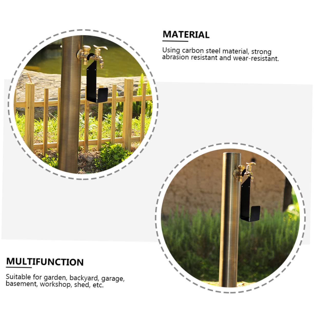 Toddmomy Gartenhaken aus Kohlenstoffstahl Schwarz Hängender Schlauchhalter für Gartenschlauch Belastbar Abriebfest für Hof und Keller