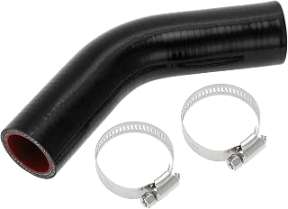 X AUTOHAUX 車用シリコンホース 内径32mm 長さ102mm 45度 ブラック レッド 1本 ホースバンド付き