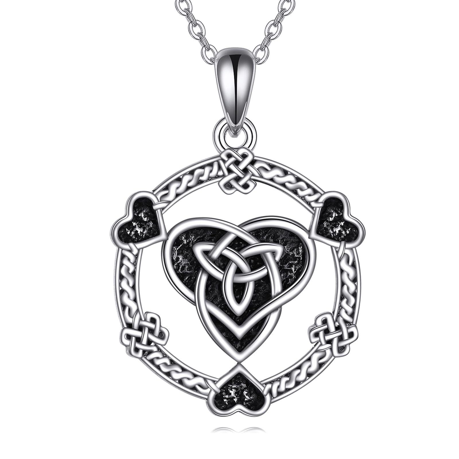 YAFEINI Keltischer Knoten Halskette 925 Sterling Silber Keltische Herz Anhänger Kette Endloser Liebes Schmuck Glücksgeschenke für Damen Mutter Ehefrau
