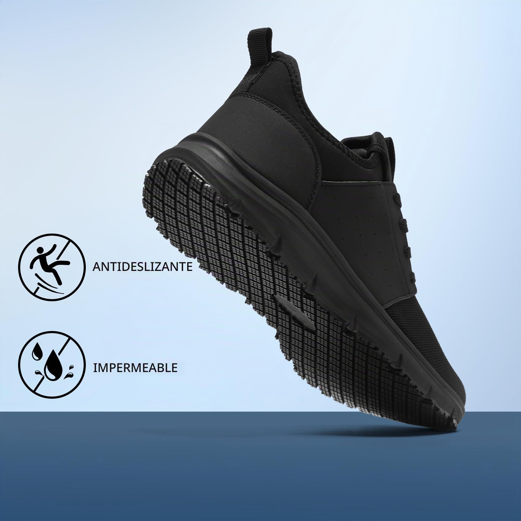 Zapatos Antideslizantes Hombre Impermeable Zapatos de Cocina Slip-On