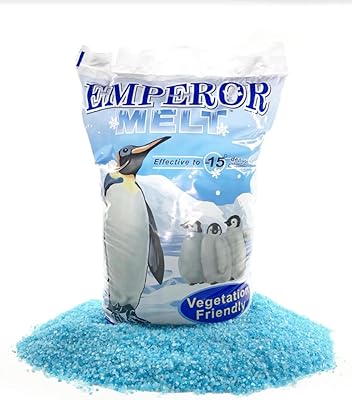 Peach Country Blue Emperor Ice Melt. Environmentally Friendly Ice Melter and Pet Safe Ice Melt Effective to temperatures of -15 Degrees Fahrenheit. Comes in a 50lb Bag.