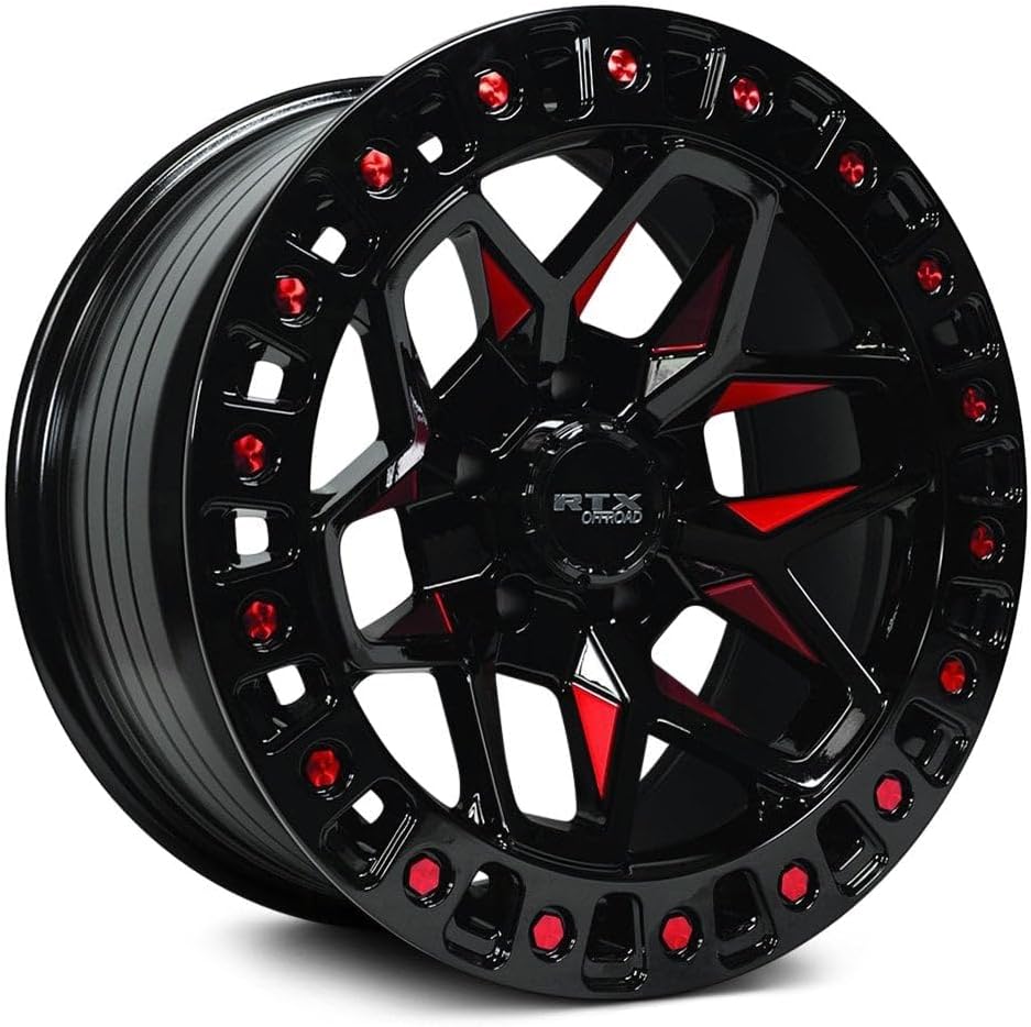 18x9 inch Custom Wheel - Black Milled Red Offroad Design Aluminum Alloy Rim Offroad Bolt- Pattern 5x127 mm Offset -15 mm