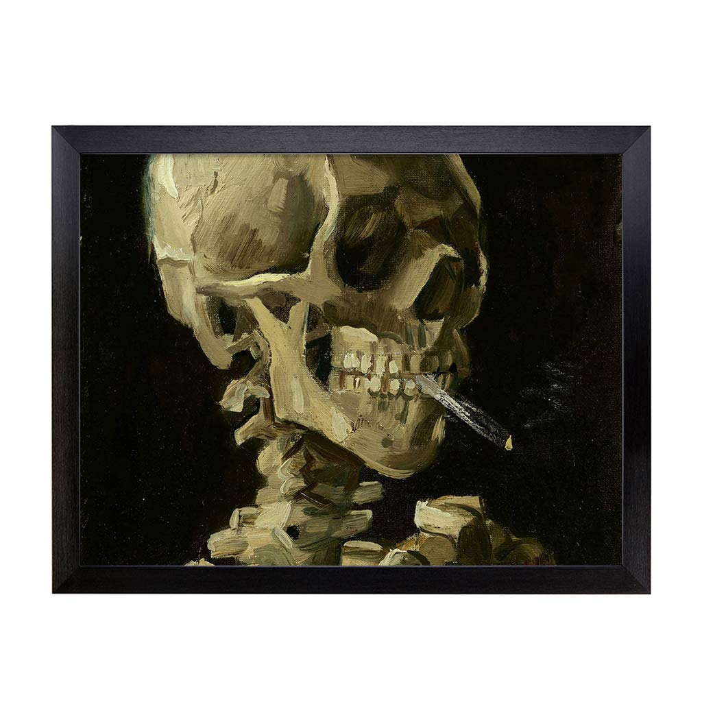 Lap Tray with Cushion | Vincent Van Gogh Cigarette with Skull | Padded Bean Bag Cushion | For Eating, Working, Crafting, Laptop | Portable Table Desk