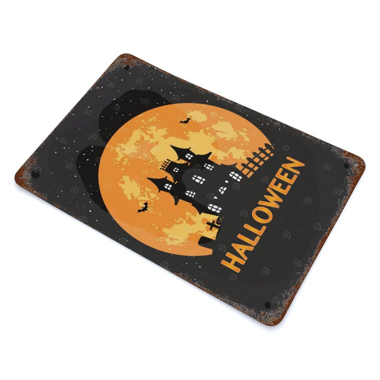 Halloween Haunted House Retro Metal Sign 11.8"x7.9", Classic Wall Plaque for Garage, Pub Or Kitchen