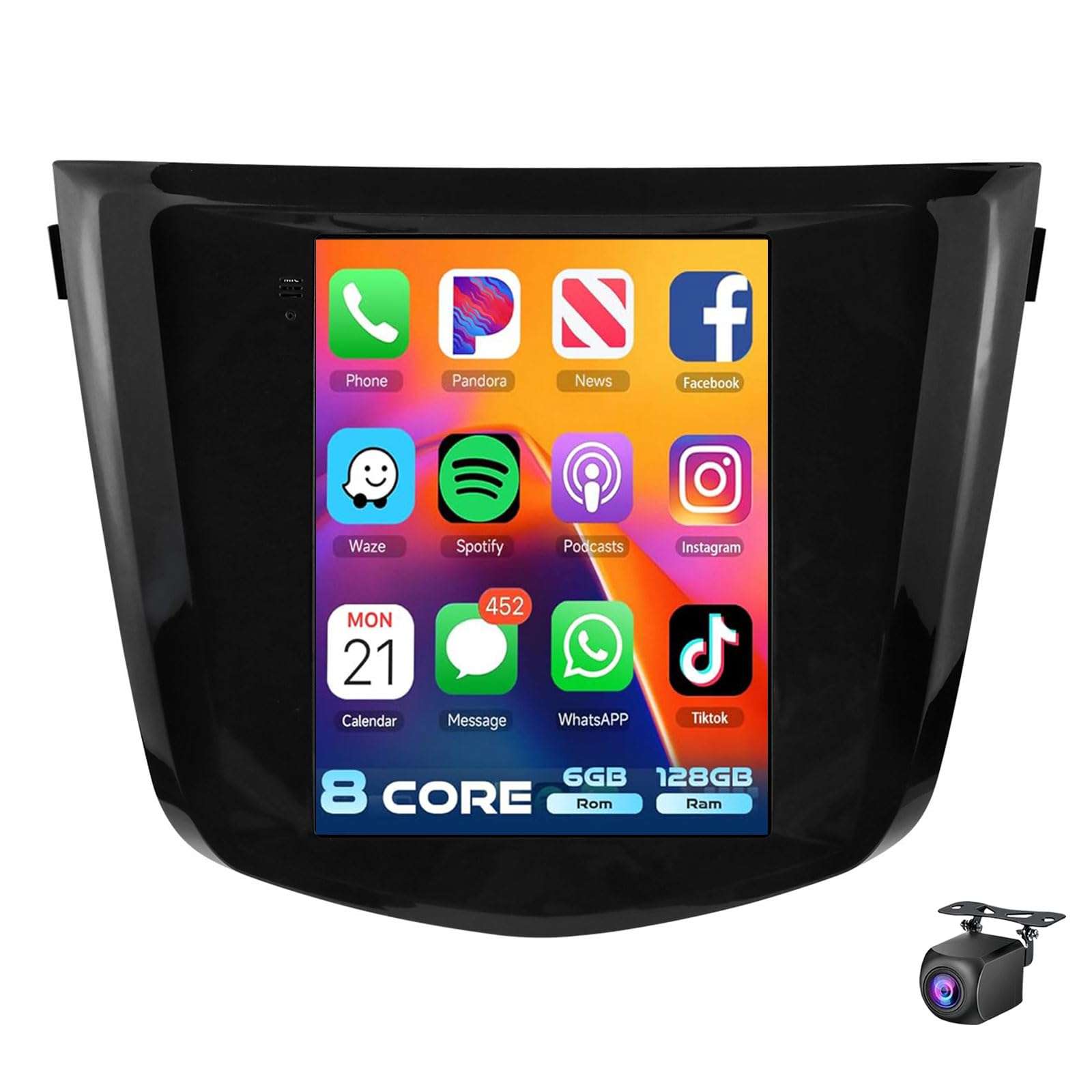 Car Radio For Ni-ssan Qashqai J11/X-Trail 3 T32 2013-2017 - Wireless Carplay And Android Auto - 9.7 Inch Touchscreen Android Car Stereo - DSP/GPS/SWC/WiFi/FM/RDS + AHD Backup Camera(Size:8Core 4+32G)