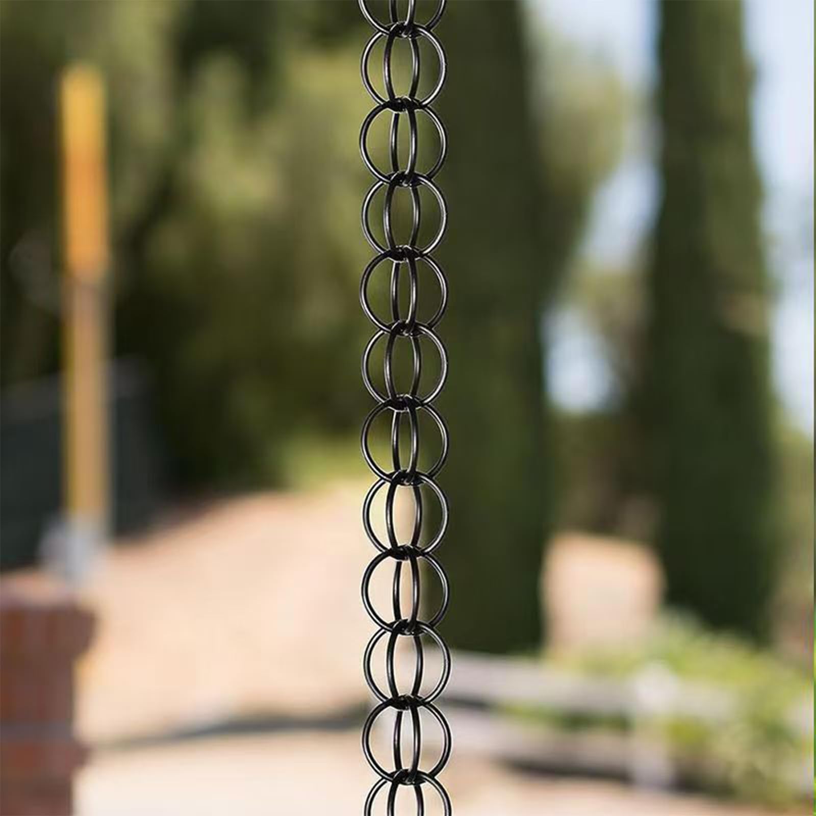 Catena per la Pioggia in Alluminio con Gancio Incluso - per Lo Scarico dell‘Acqua dai Tetti e Grondaie - Facile da Installare- Giardini, Terrazzi 2.2m(7.2ft) Nero-A