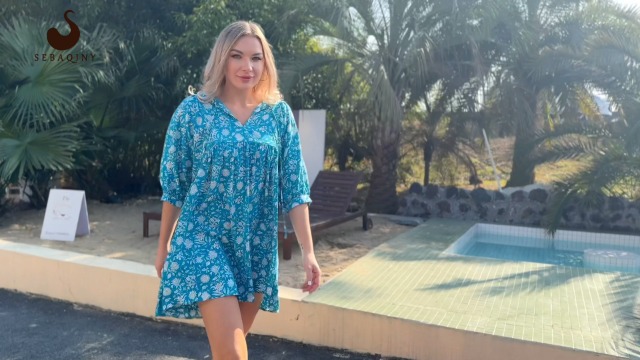 Women's Boho Floral Short Dress: Summer Cute Puff Sleeve - Casual V Neck A  Line Tops