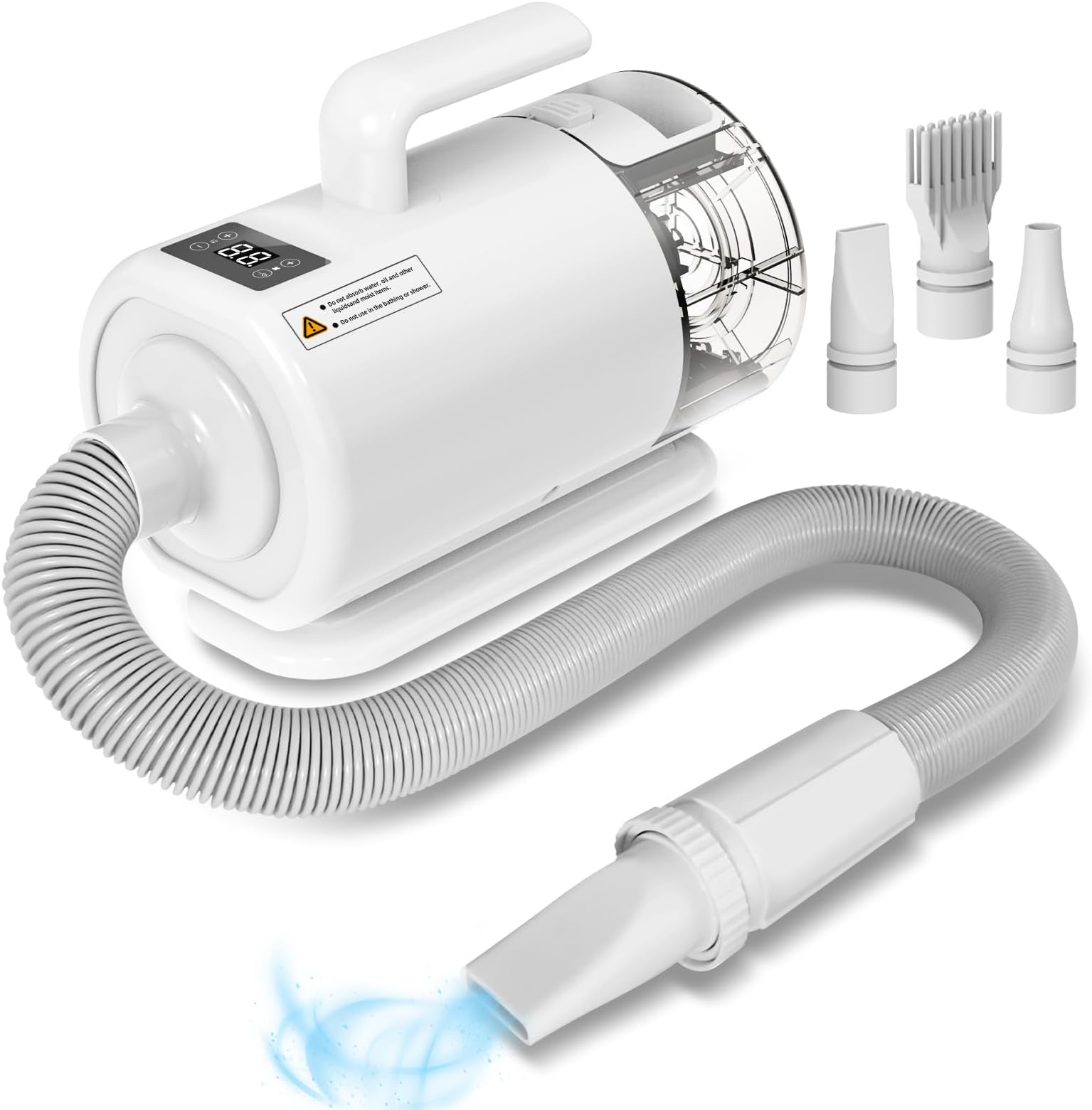 Dog Dryer & Pet Grooming Vacuum 2 in 1, High Velocity Professional Dog Hair Dryer Blower with Adjustable Speed & Temperature, 1.5L Dust Cup for Pet Hair,3 Nozzle, Home & Car Cleaning