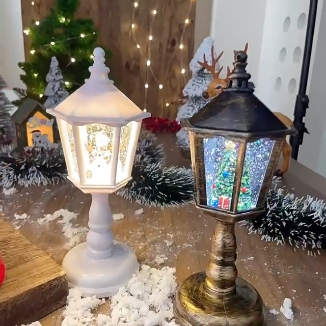 Lanterne Boule à Neige Musicale Noël Vintage – Père Noël Scintillant, 8 Mélodies, Lumière LED, Décoration De Fêtes Magique