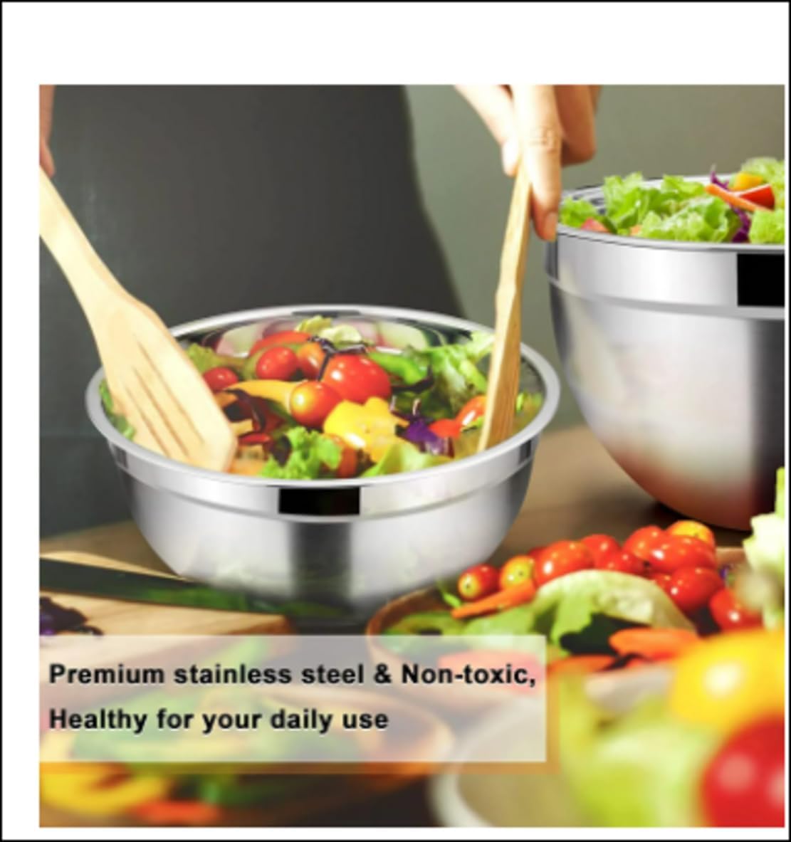 Stainless Steel Mixing Bowl Set with Lids, 7-Piece – Blue