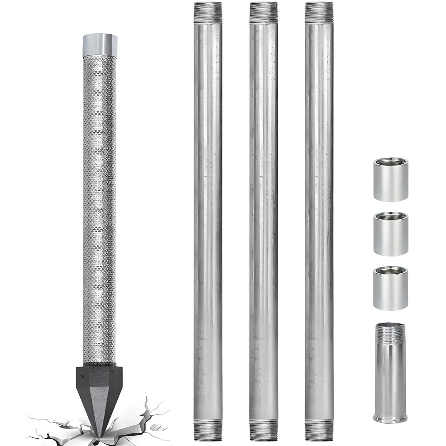 COAKUE Well Point 1-1/4 Kit, Heavy Duty Sand Point Well Kit 3+1Kit