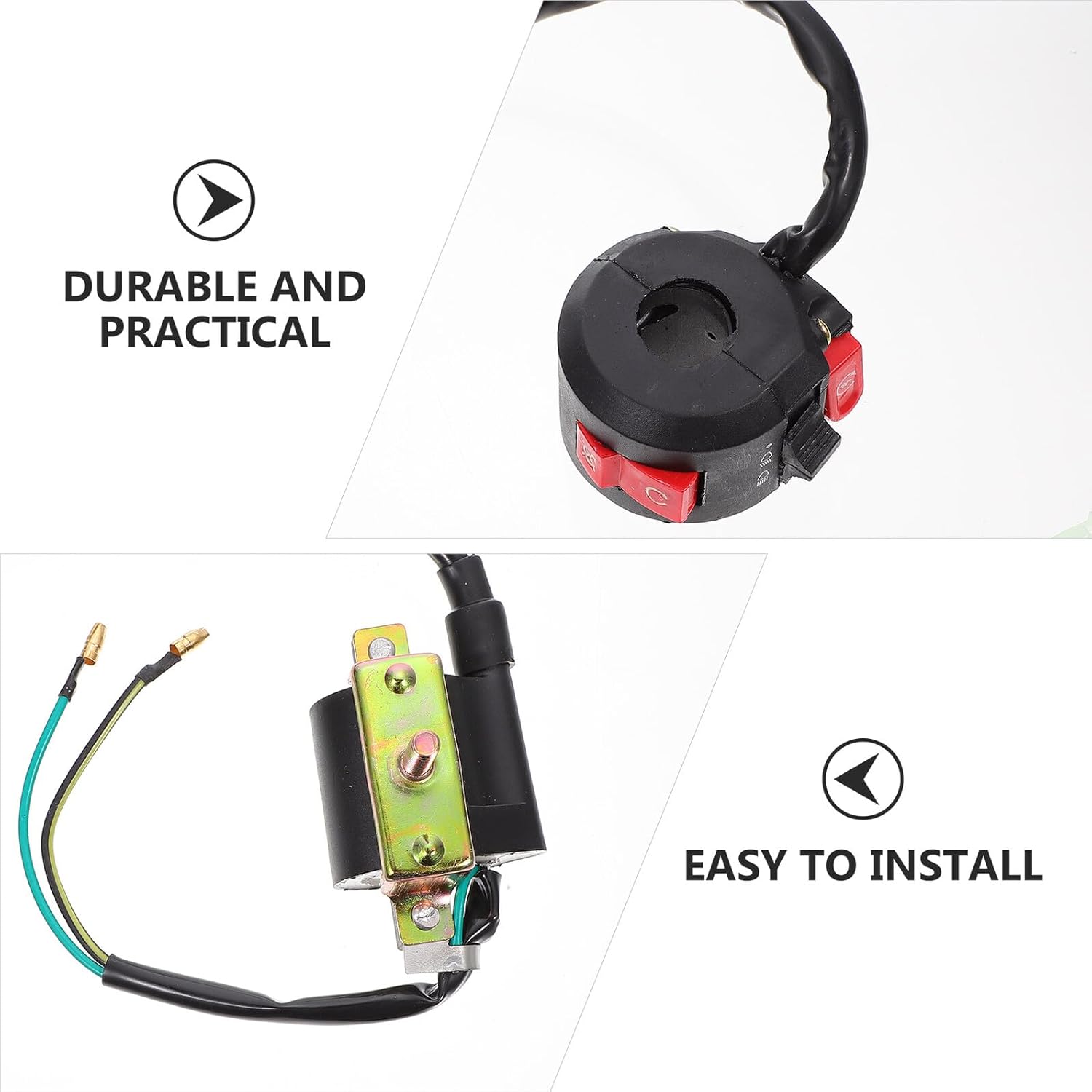 ATV Wiring Harness Set with Coil 50-110cc Electrical Replacement Kit for Off-Road Dirt Bike and ATV Powersports Vehicles