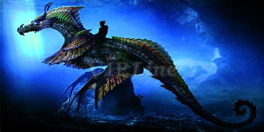 Dragon Knight Aquarium Background Poster PVC Fish Tank Decorations Landscape (84" x 30"/ 213 x 76cm)