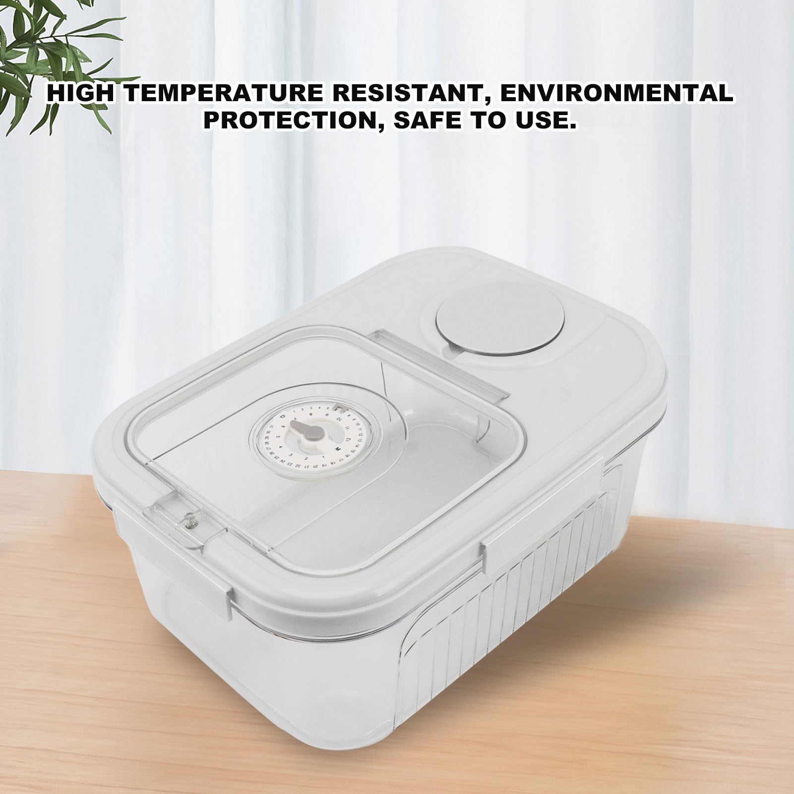 Organisateur de Stockage de Céréales, 10Kg Boîte de Conteneur en PP, Bac de Seau Distributeur à Riz Domestique, Pot à Grains Réservoir Distributeur pour la Cuisine à Domicile, Aliments Secs (Blanc)