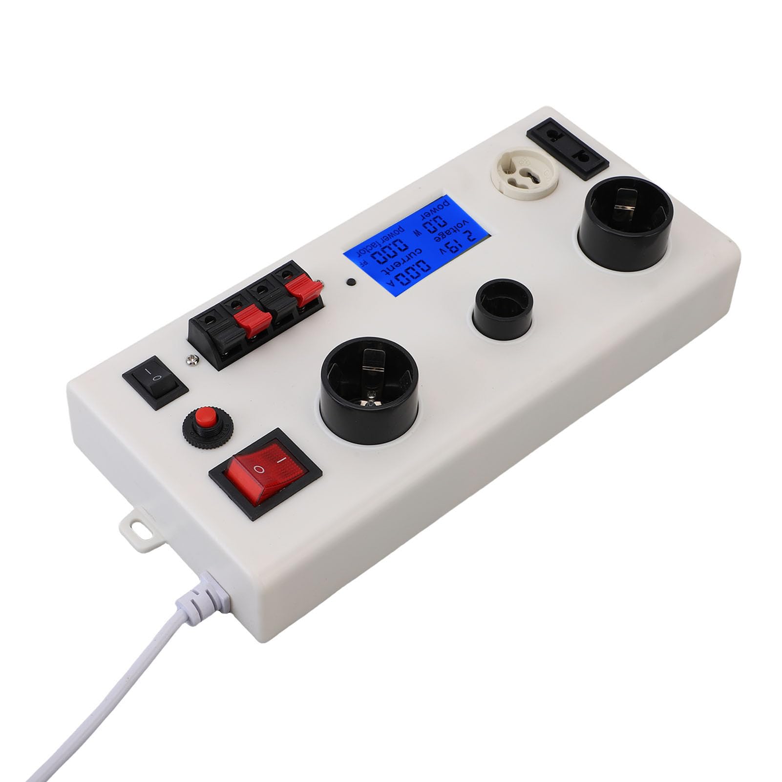 SEAFRONT Tester di Potenza della Lampadina a LED Tester di Potenza di Tensione di Corrente Multifunzionale PF con Doppio Interruttore di Controllo per E27 E14 GU10 Test Presa (Spina UE 85-265 V)