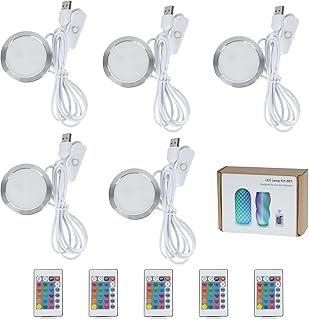 Kit de lámpara LED RGB de control remoto de 5 Uds. 001 para Bambu Lab Multicolor RGB Incluye Botón Batería Makerworld Impreso 3D DIY Hardware Modelo Recambios 5V USB Powered