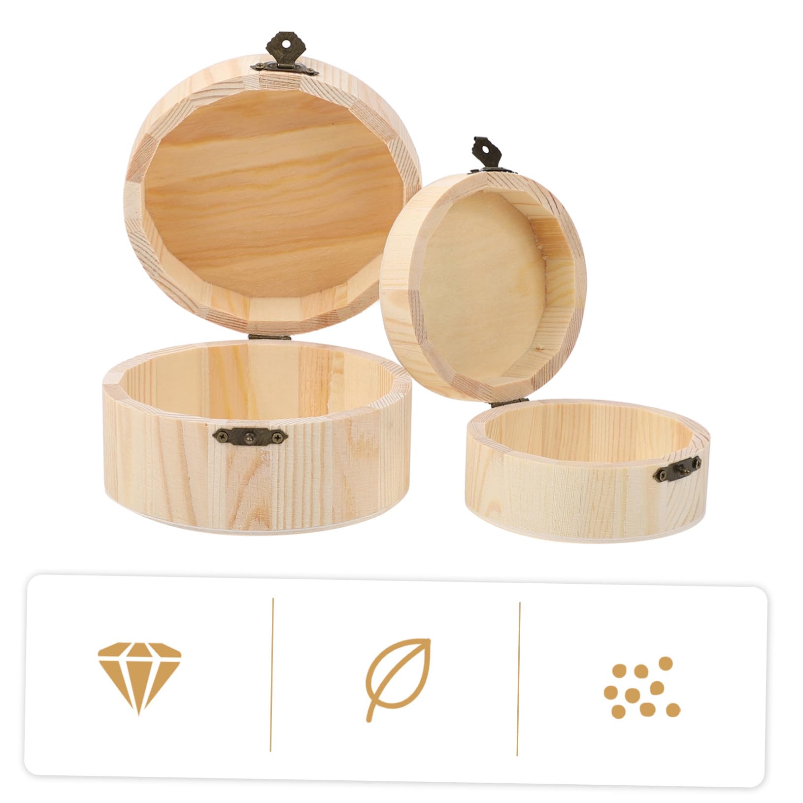 Scatola Portaoggetti in Legno Rotonda Beige, 2 Pezzi per Ragazzo Ragazza