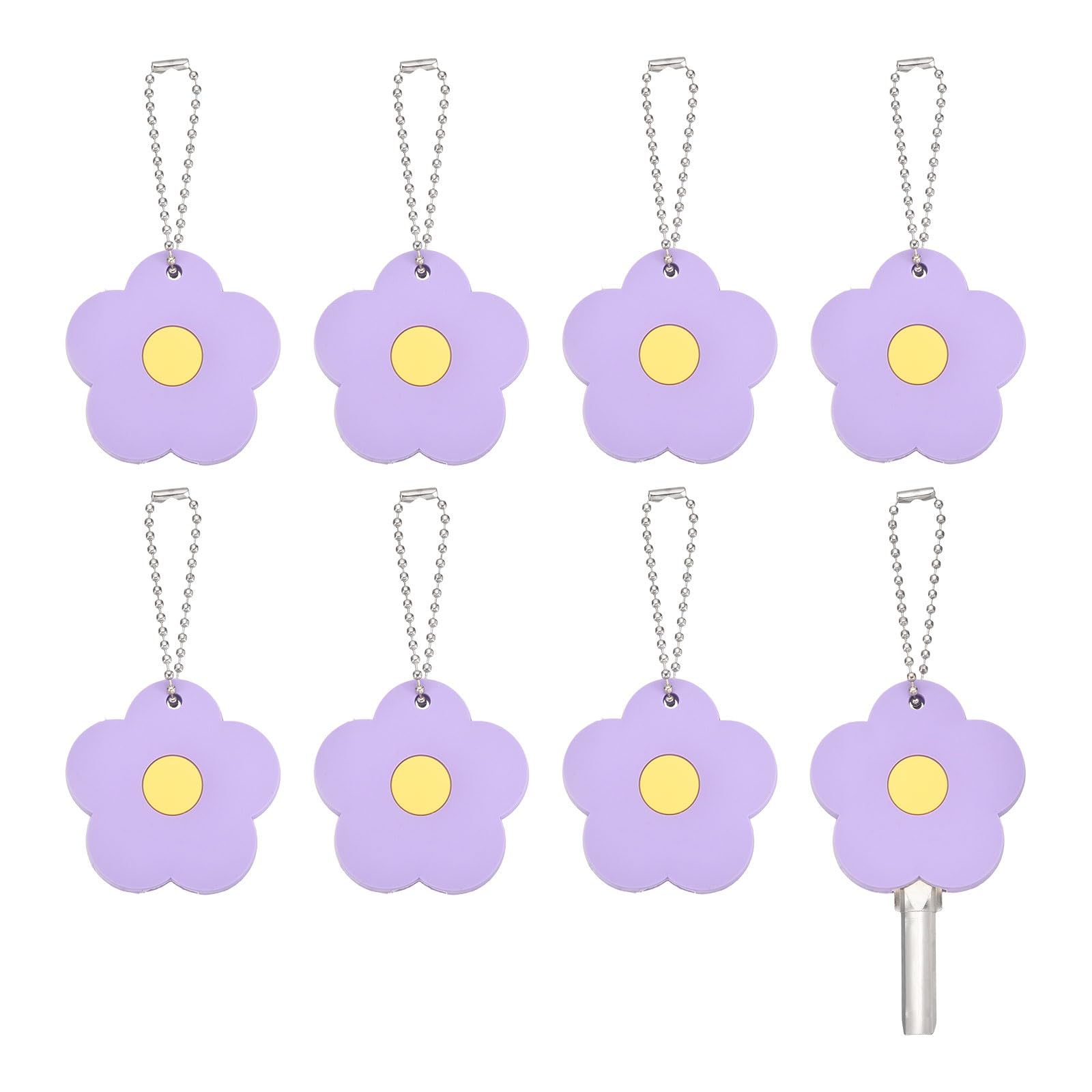 PATIKIL 8Pcs Key Covers Caps, PVC Flower Key Identifiers Markers Tags Covers Case Shell Head Protector Caps Toppers for 1.26" Flat for Office House Apartment Accessories, Purple