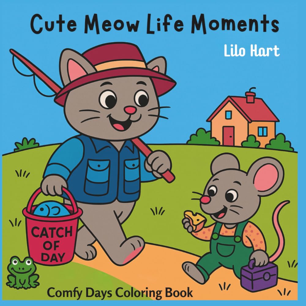 Cute Meow Life Moments: Comfy Days Coloring Book, Big Bold And Simple Designs, Coloring Fun For Adults And Teens Featuring Charming Cat Characters