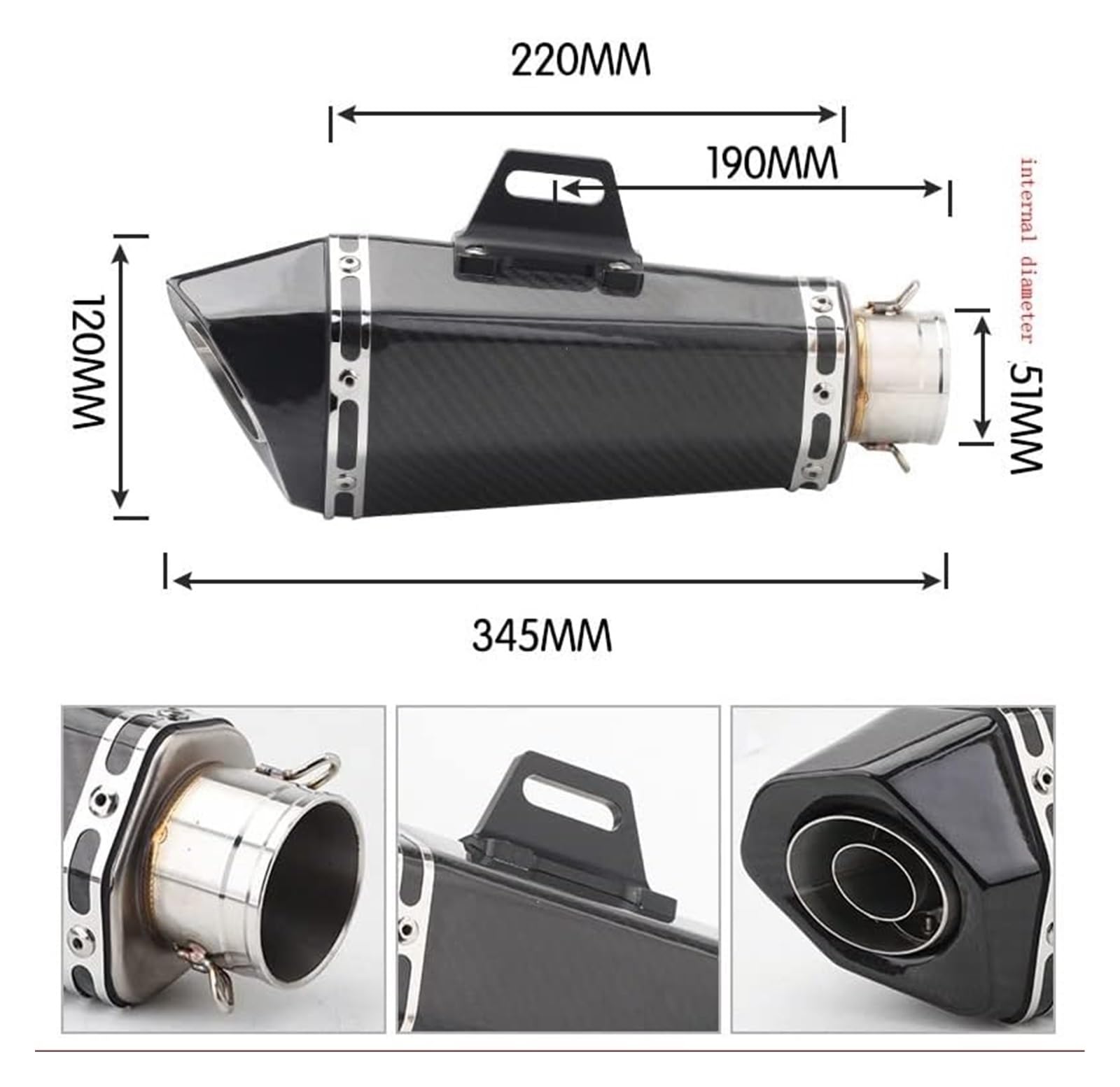 Motorrad-Auspuff Für MT-09 Für MT-07 R6 FZ8 R25 51mm Motorrad Auspuffrohr Schalldämpfer Auspuff Mit DB Killer Abgasanlage(1)