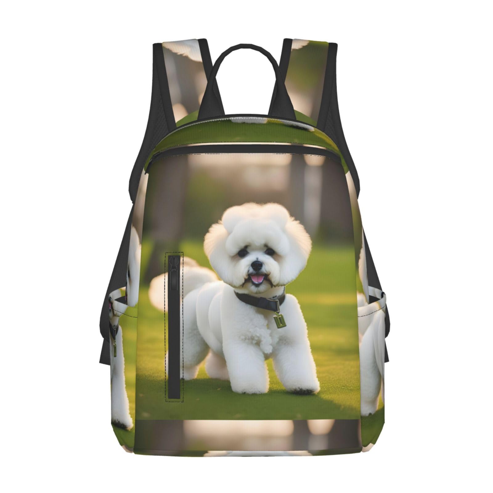 Sac à dos imprimé Bichon Frisé compact et ultra léger noir - 8
