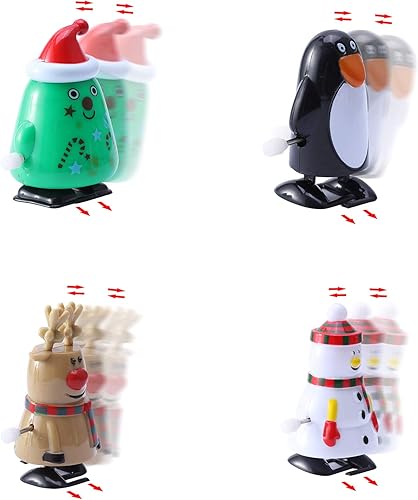 Miniatura 5 de Juguetes de cuerda de Navidad, 8 piezas surtidas de juguetes de cuerda, mini juguetes de relojería para niños, regalos de fiesta, juguetes para