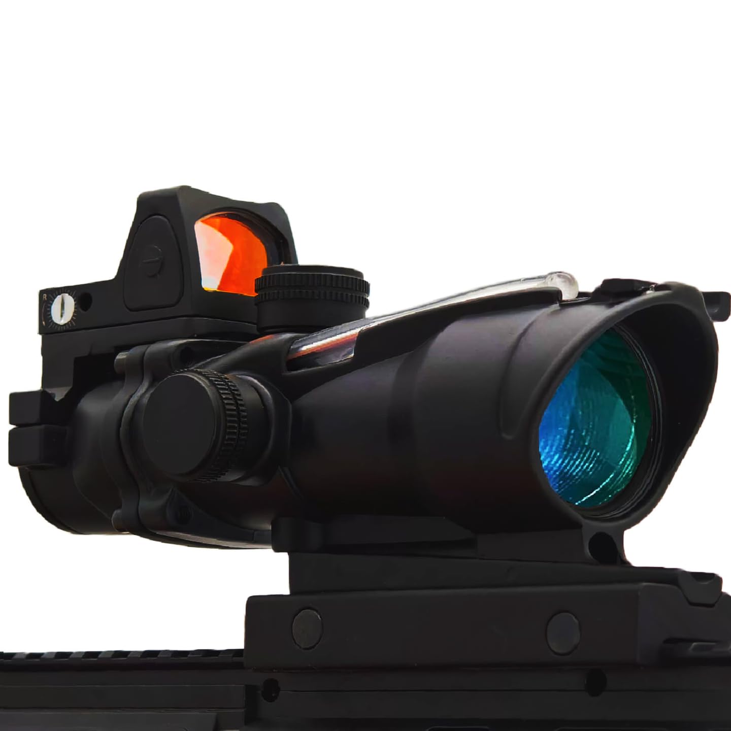 4x32 Scope Real Fiber Red Dot Scope, Shockproof, Waterproof, Fogproof, Hunting and Outdoor Sighting Device with Chevron Reticle(Triangle line,Green)