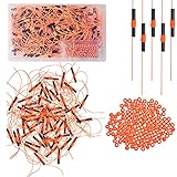 Bobber Stops for Fishing Floats, 100Pcs Slip Bobber Stop Knots with Plastic Beads for Fishing Line or Fishing Leader Saltwater Freshwater Fishing Tackle