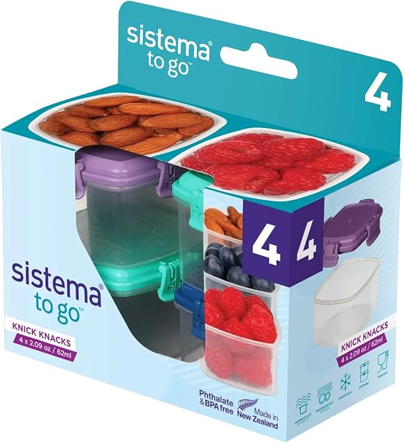 Sistema Knick Knack Mini Pack of Reusable Containers, Set of 4, Multi