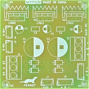 MYPCB +5v +12v -12v Regulated Power Supply Board with JST/Relimate Connectors - PCB only