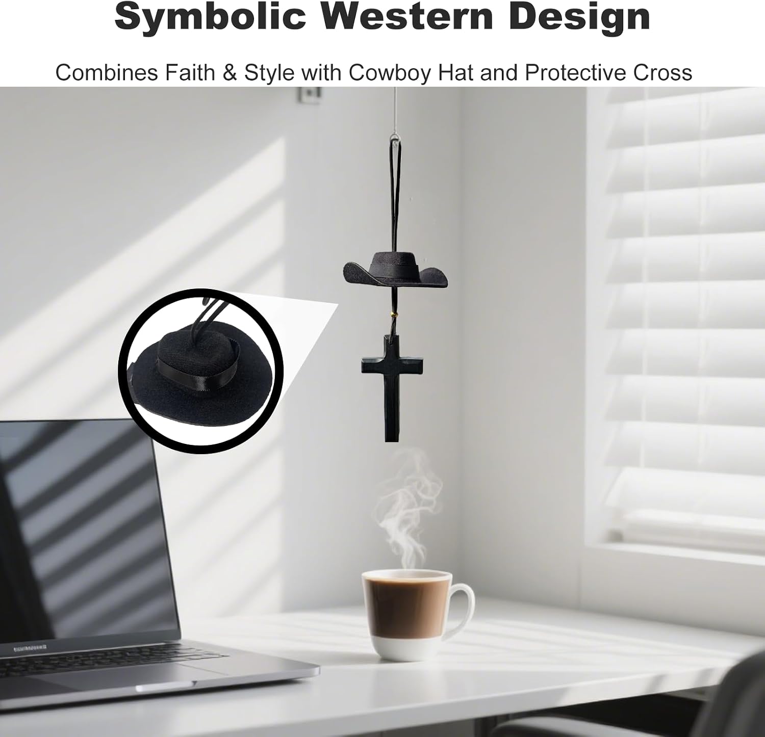Cowboy Hat Car Charm Western Rear View Mirror Hanging Decor Accessories for Men Women Country Style Cowgirl Charms Cool Interior Hanger for Car with Stylish Hanging Ornaments
