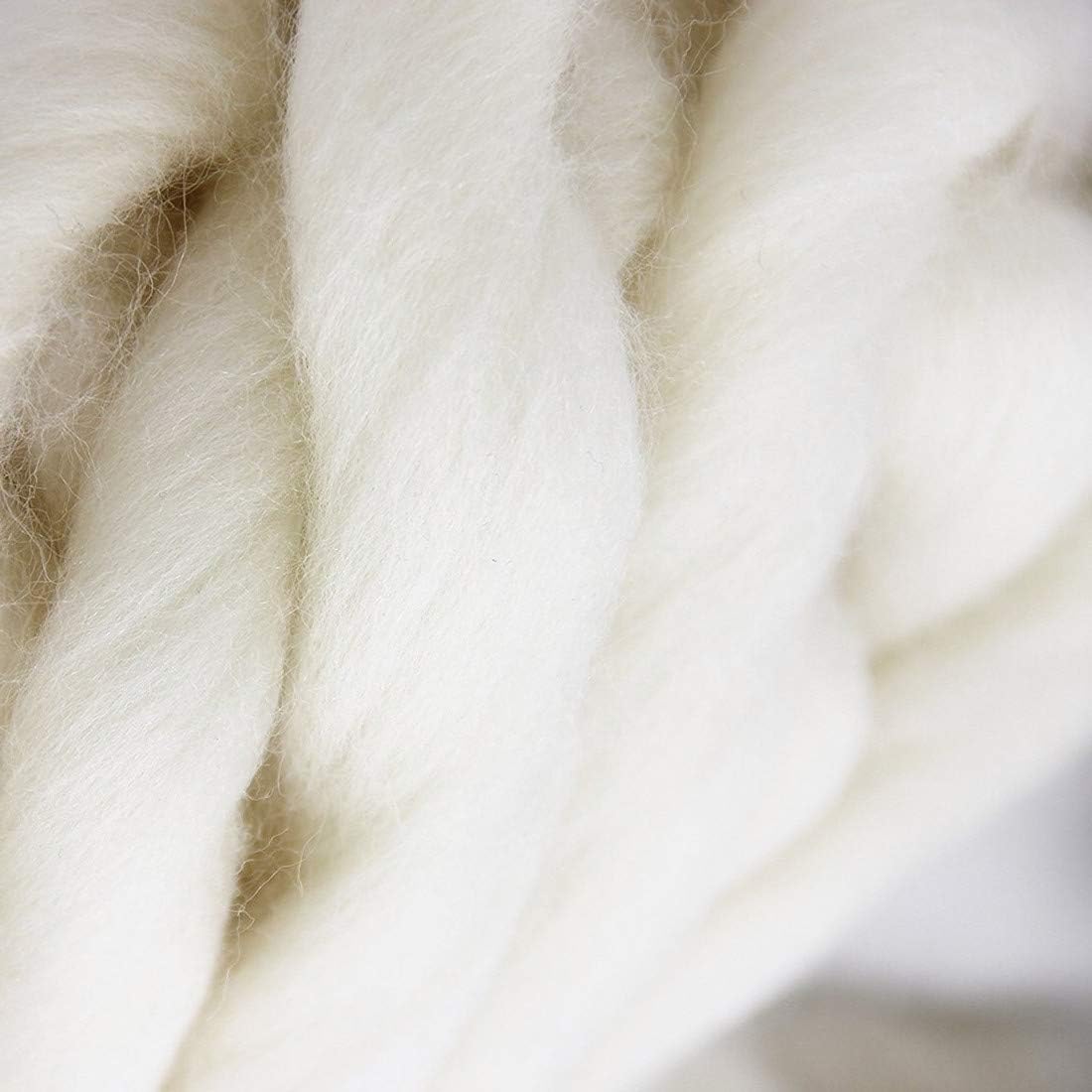 Non-Mulesed Chunky Wool Yarn Big Chunky Yarn Massive Yarn Extreme Arm Knitting Giant Chunky Knit Blankets Throws Grey White (2kg/100M/4.4 lb, White)