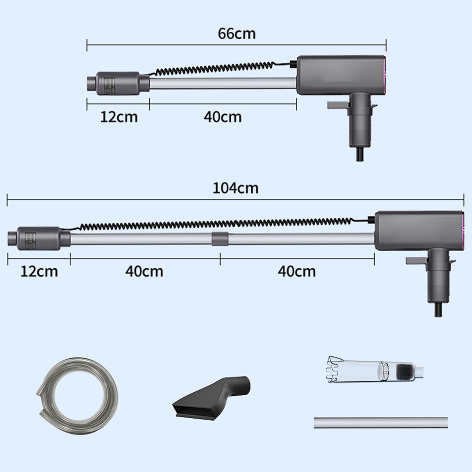 Potente cambiador de agua para cisterna de peces de 18 W con entrada de 27 mm y pantalla de gestión digital, limpiador integrado para acuarios