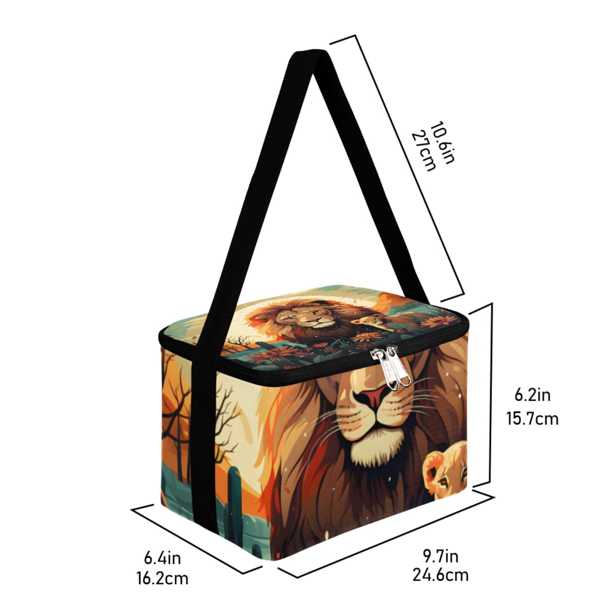 GzLeyigou Lunch Bags for Women Men 9 Cans,Lion Hot & Cold Food Delivery Bag Insulated Grocery Bag Insulated Lunch Box Lions Resting Cooler Bag for Office Work Picnic Beach