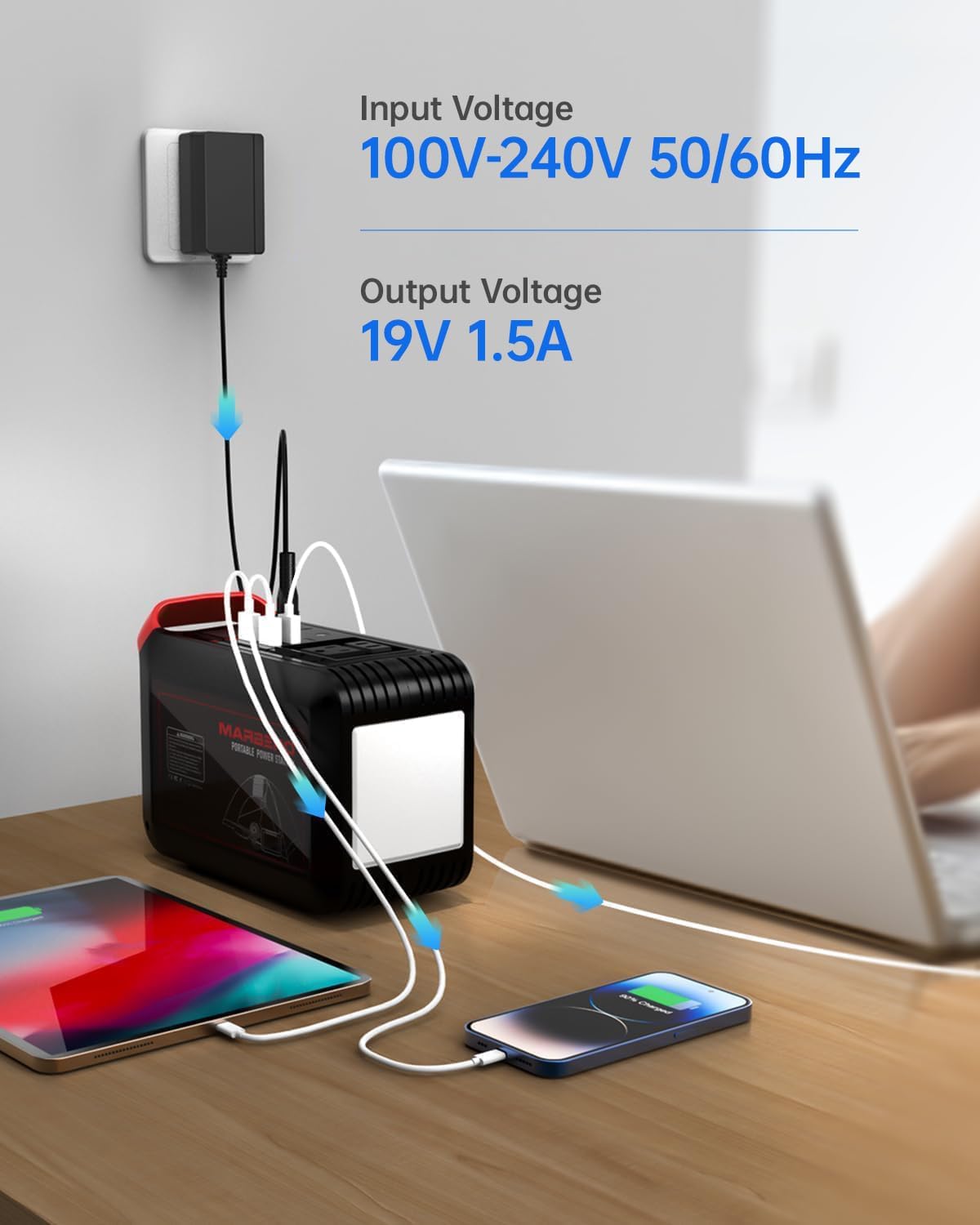 19V 1.5A Power Supply Charger for Marbero M82 M82MAX M822 M822MAX M87 M88 M168 M270 M85B Portable Power Station Solar Generator, 1.5M(4.9 FT) Wall Adapter Charger image 5