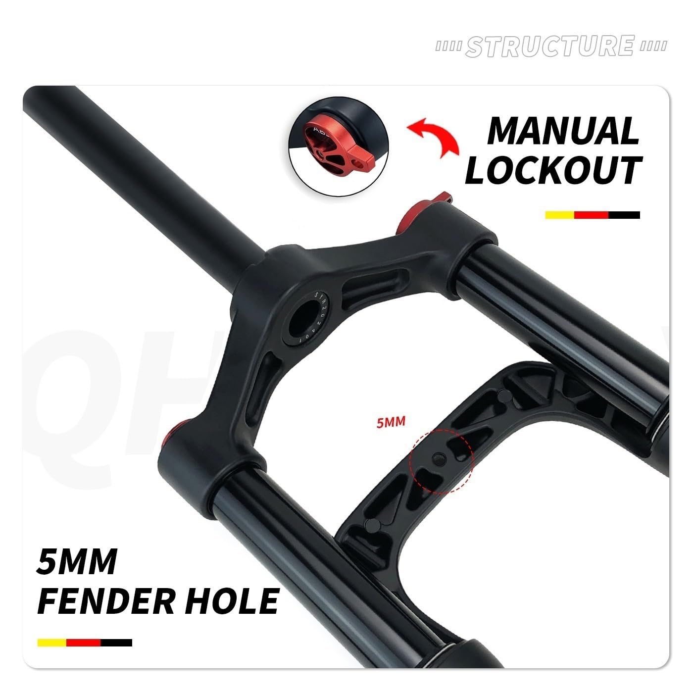 20/26 Pollici 4.0 Fat Bike Forcella Ammortizzata Air Corsa 120mm Bici Forcella Anteriore per E-Bike, Spazio Mozzo 135mm, QR 9mm, Tubo Diritto 28,6mm, Blocco Manuale/remoto Ultraleggera