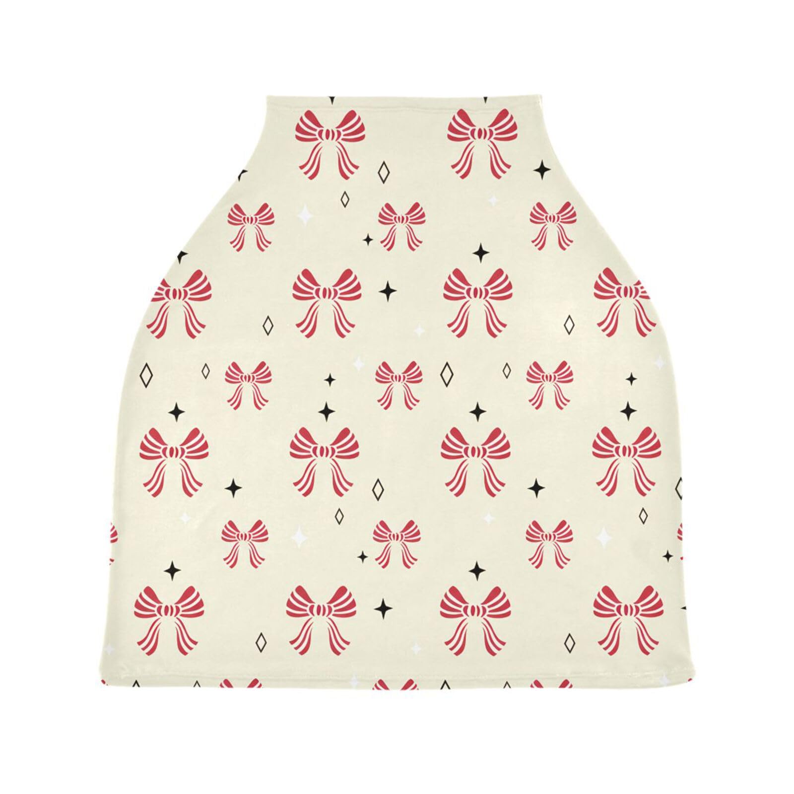 Bulletgxll White Striped Bows Car Seat Covers for Babies Breathable Nursing Breastfeeding Cover Multi-Use Infant Carseat Canopy and Stroller Cover for Boys Girls