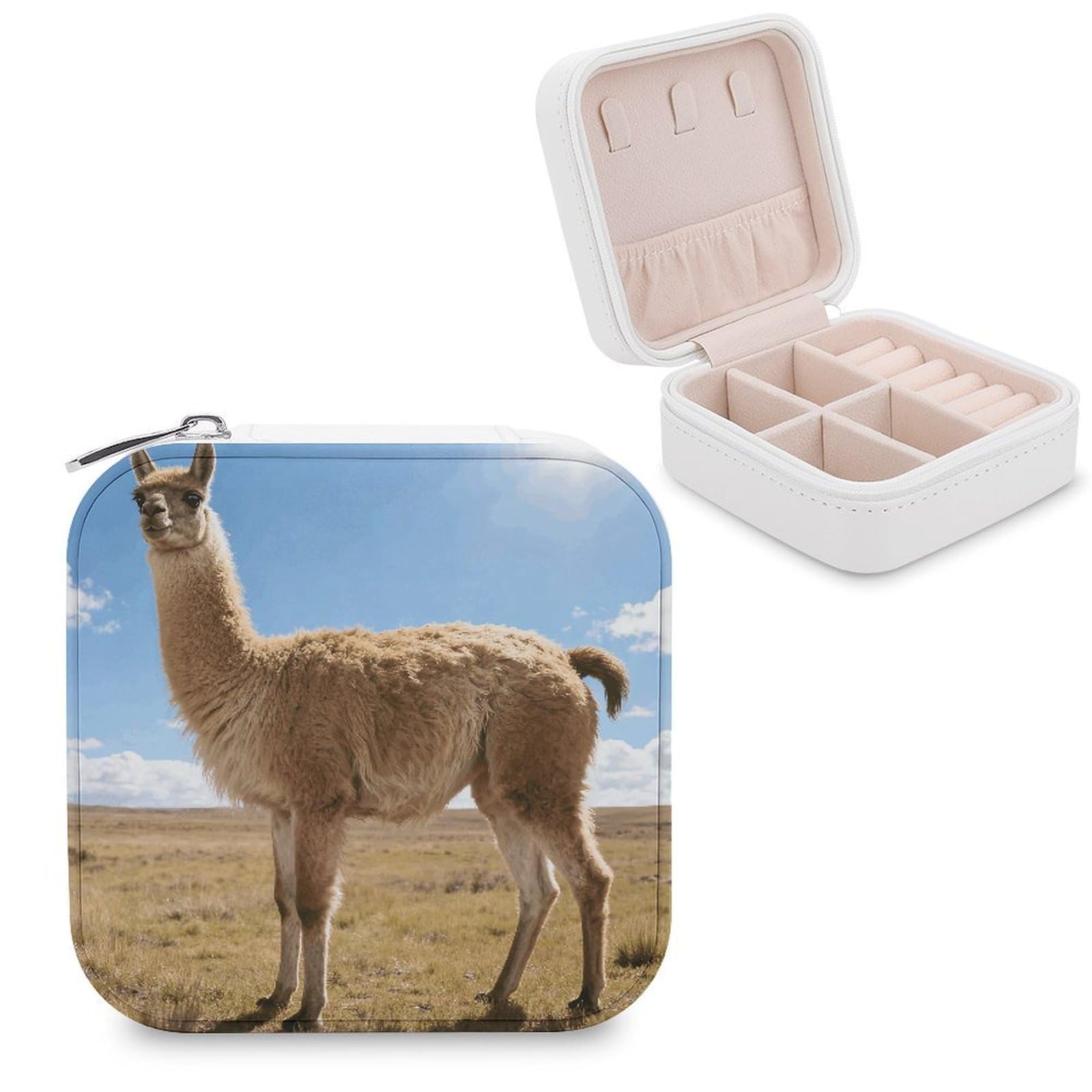 FekiLoot Llama Jewelry Box Exquisite Jewelry Organizer Silver Gold Trinket Storage Case Multi Compartments Cute Earrings Ring Necklace Holder For Woman Household Gift