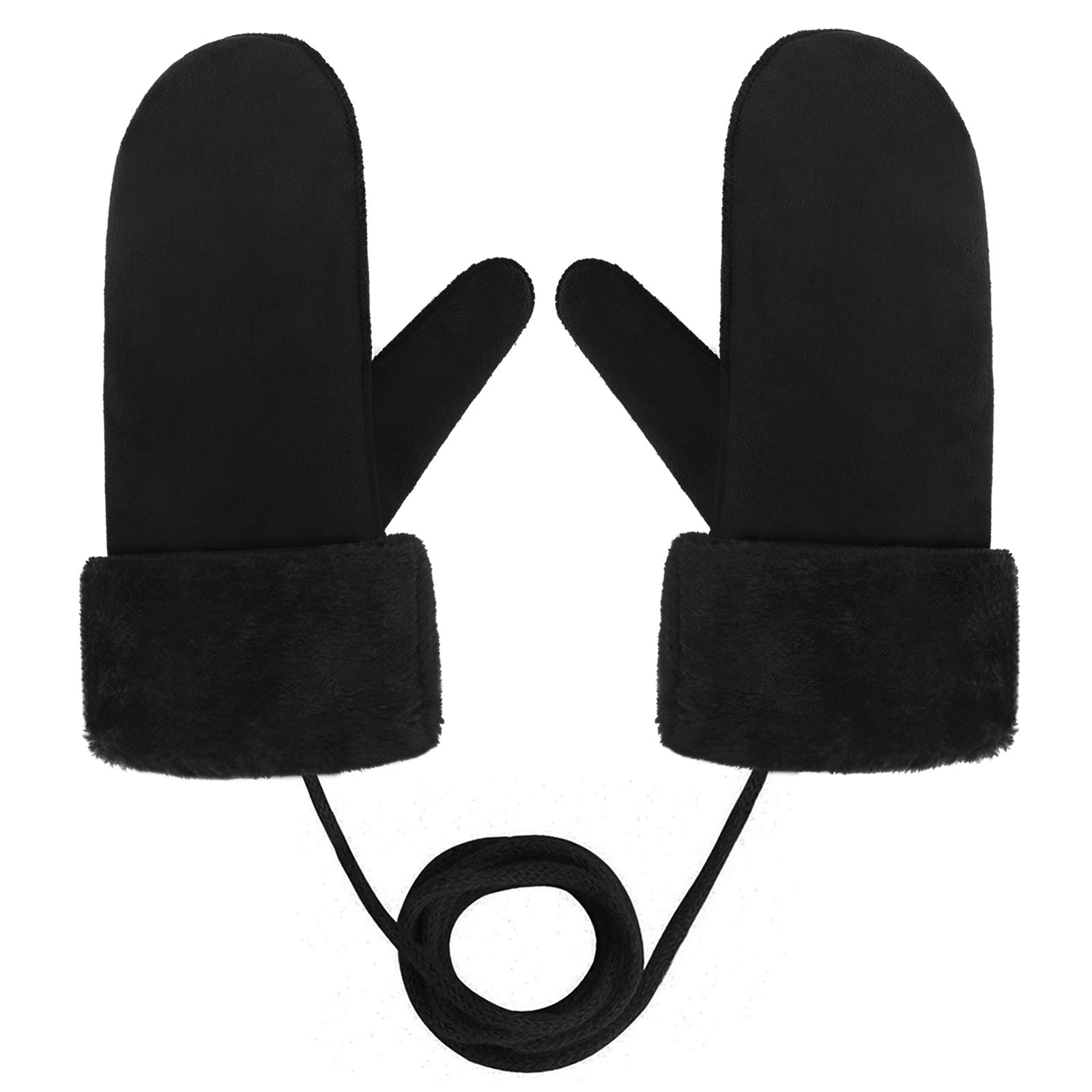 IPENNY Winter Warm Faux Fur Gloves Sheepskin Style Thick Thermal Plush Lining Mittens Outdoor Windproof Skiing Cycling Camping Hiking Gloves for Women Men…