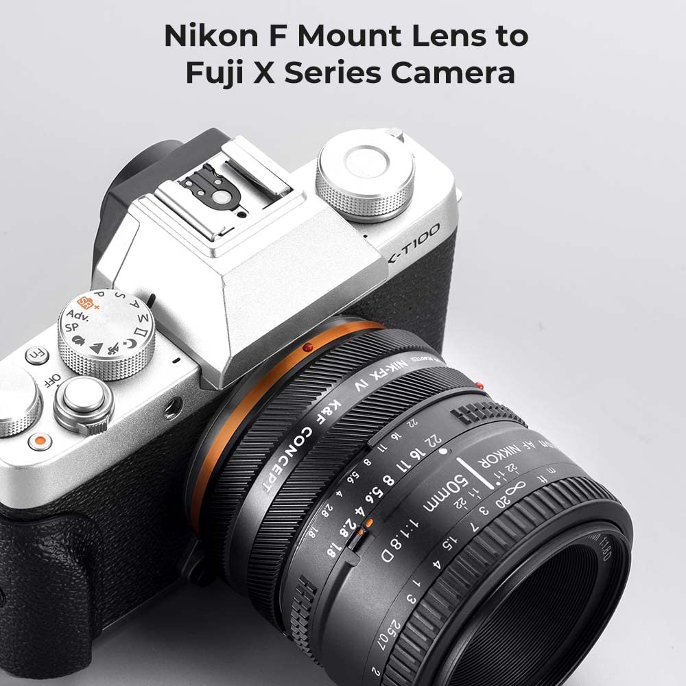 K&F Concept Bague d'adaptation Manuelle Compatible avec Utiliser Objectifs Nikon F sur Appareils Photo Fujifilm X de Version IV NIK-FX